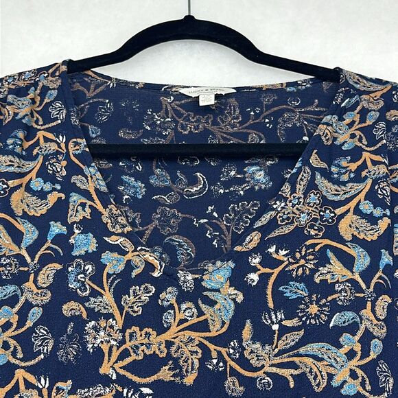 Lucky Brand Tops Relaxed V Neck Blouse Women’s Large Puff Sleeve Ruffled Boho - Picture 3 of 6